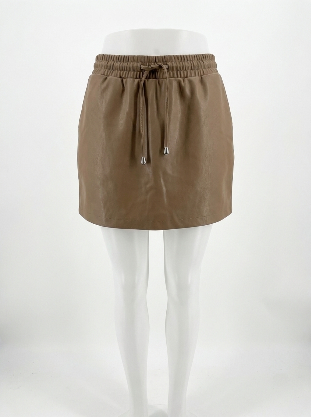 NEW LE LIS mandy pleather skirt in brown